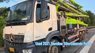 중고 2021 Zoomlion 50m 콘크리트 펌프 트럭 Mercedes-Benz 섀시